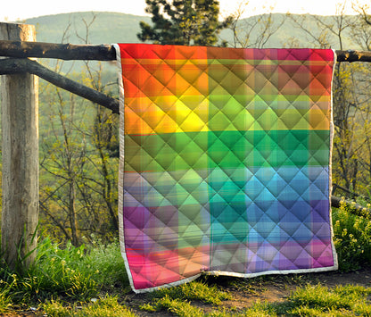 LGBT Pride Rainbow Plaid Pattern Print Quilt