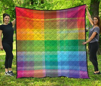 LGBT Pride Rainbow Plaid Pattern Print Quilt