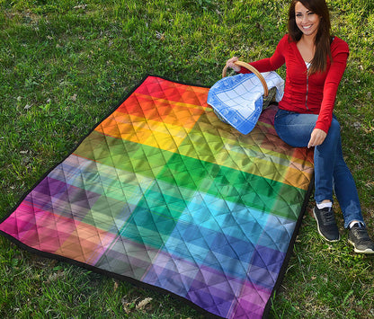 LGBT Pride Rainbow Plaid Pattern Print Quilt