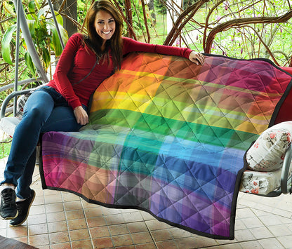 LGBT Pride Rainbow Plaid Pattern Print Quilt