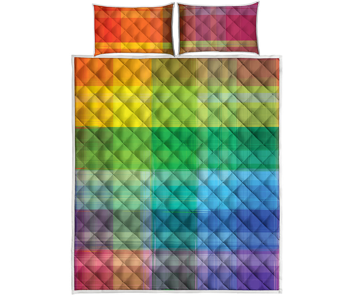 LGBT Pride Rainbow Plaid Pattern Print Quilt Bed Set