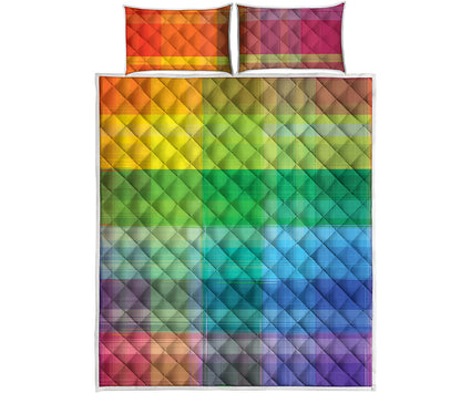 LGBT Pride Rainbow Plaid Pattern Print Quilt Bed Set
