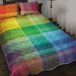 LGBT Pride Rainbow Plaid Pattern Print Quilt Bed Set