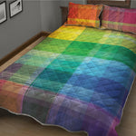 LGBT Pride Rainbow Plaid Pattern Print Quilt Bed Set