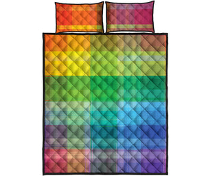 LGBT Pride Rainbow Plaid Pattern Print Quilt Bed Set