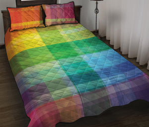 LGBT Pride Rainbow Plaid Pattern Print Quilt Bed Set