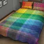 LGBT Pride Rainbow Plaid Pattern Print Quilt Bed Set