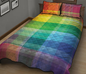 LGBT Pride Rainbow Plaid Pattern Print Quilt Bed Set