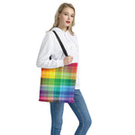 LGBT Pride Rainbow Plaid Pattern Print Tote Bag