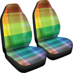 LGBT Pride Rainbow Plaid Pattern Print Universal Fit Car Seat Covers