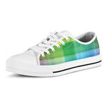LGBT Pride Rainbow Plaid Pattern Print White Low Top Shoes