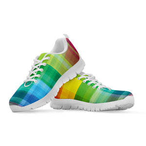 LGBT Pride Rainbow Plaid Pattern Print White Sneakers