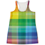 LGBT Pride Rainbow Plaid Pattern Print Women's Racerback Tank Top