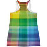 LGBT Pride Rainbow Plaid Pattern Print Women's Racerback Tank Top
