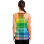 LGBT Pride Rainbow Plaid Pattern Print Women's Racerback Tank Top