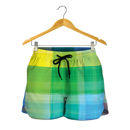 LGBT Pride Rainbow Plaid Pattern Print Women's Shorts