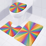 LGBT Pride Rainbow Rays Print 3 Piece Bath Mat Set