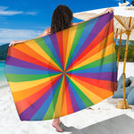 LGBT Pride Rainbow Rays Print Beach Sarong Wrap