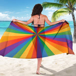 LGBT Pride Rainbow Rays Print Beach Sarong Wrap