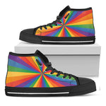 LGBT Pride Rainbow Rays Print Black High Top Shoes