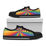 LGBT Pride Rainbow Rays Print Black Low Top Shoes