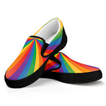 LGBT Pride Rainbow Rays Print Black Slip On Shoes