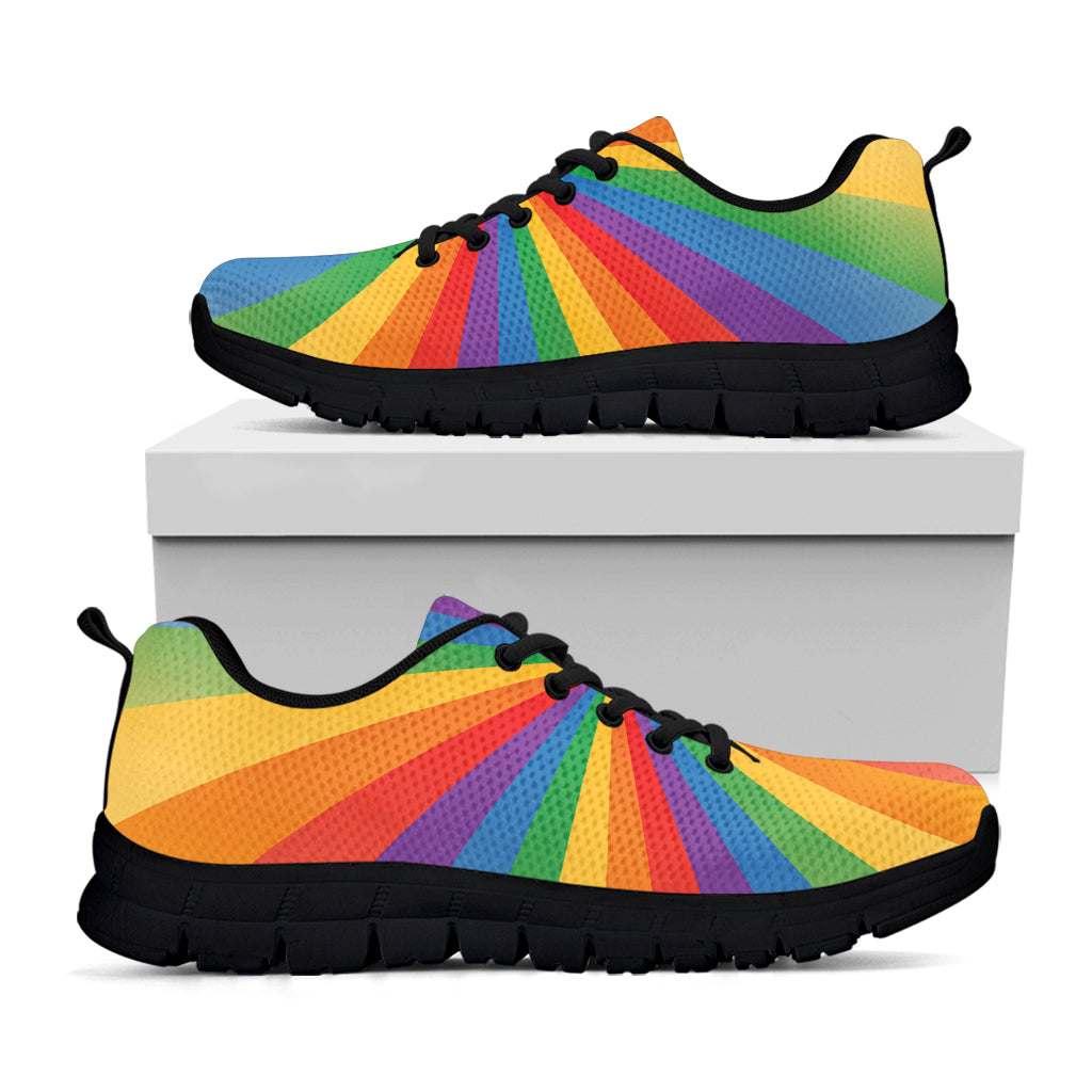 LGBT Pride Rainbow Rays Print Black Sneakers