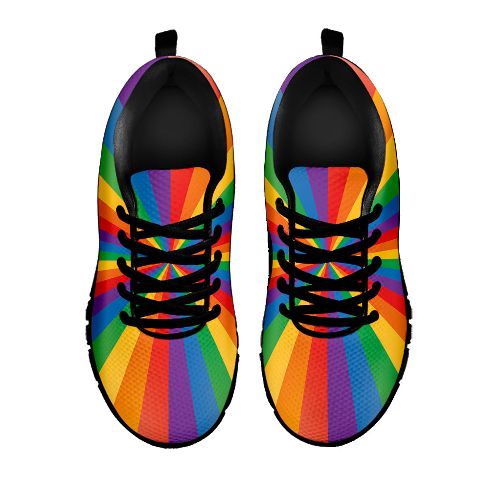 LGBT Pride Rainbow Rays Print Black Sneakers