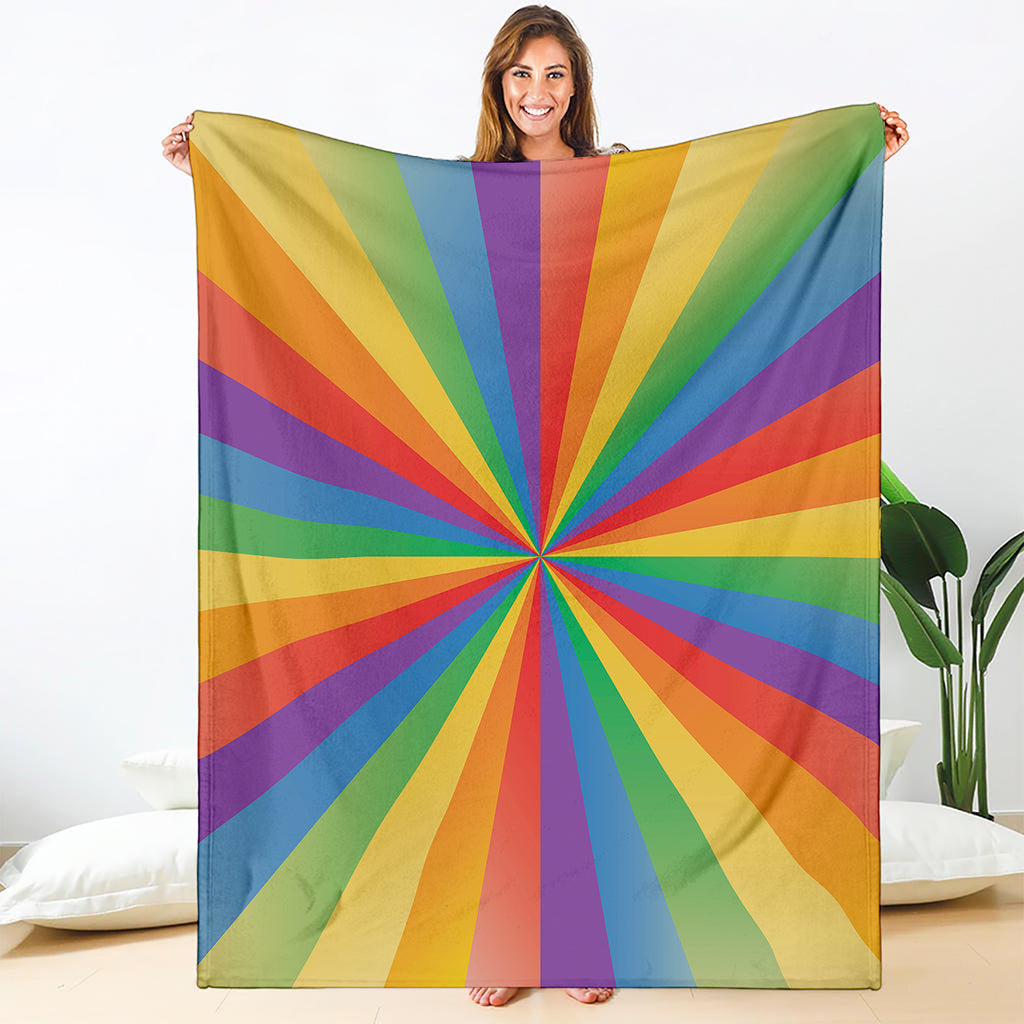 LGBT Pride Rainbow Rays Print Blanket