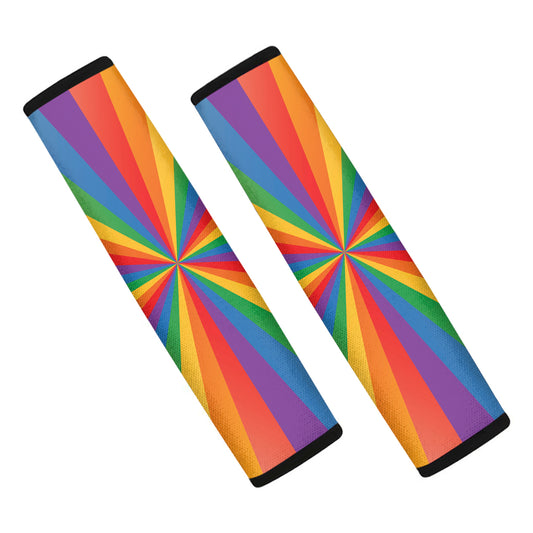LGBT Pride Rainbow Rays Print Car Seat Belt Covers