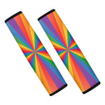 LGBT Pride Rainbow Rays Print Car Seat Belt Covers