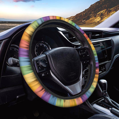 LGBT Pride Rainbow Rays Print Car Steering Wheel Cover