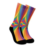 LGBT Pride Rainbow Rays Print Crew Socks