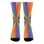 LGBT Pride Rainbow Rays Print Crew Socks