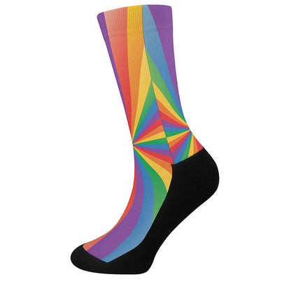 LGBT Pride Rainbow Rays Print Crew Socks