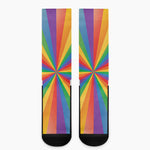 LGBT Pride Rainbow Rays Print Crew Socks