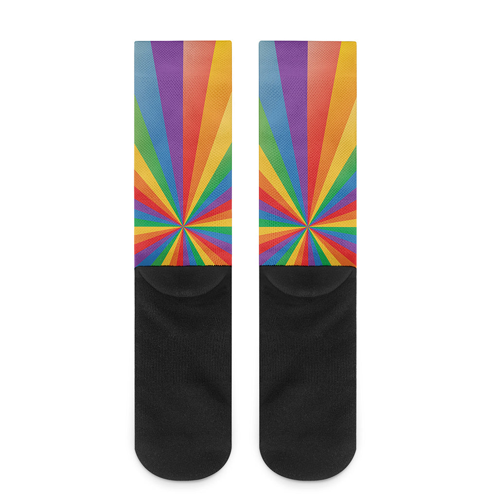 LGBT Pride Rainbow Rays Print Crew Socks