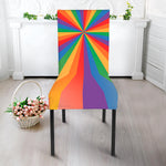 LGBT Pride Rainbow Rays Print Dining Chair Slipcover