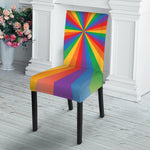 LGBT Pride Rainbow Rays Print Dining Chair Slipcover