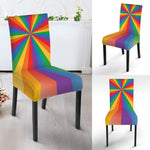 LGBT Pride Rainbow Rays Print Dining Chair Slipcover