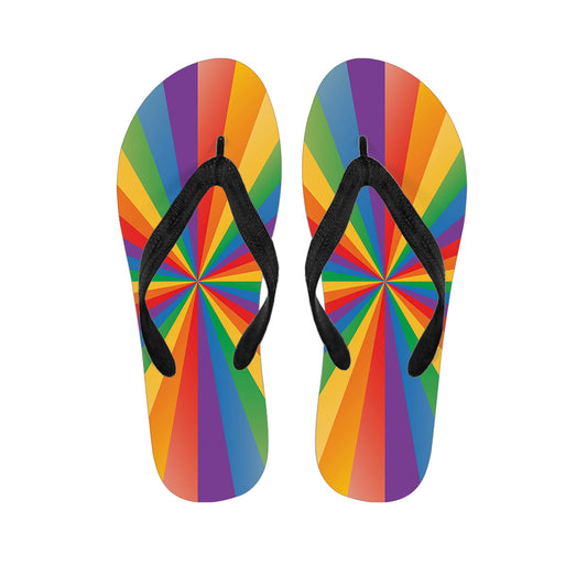 LGBT Pride Rainbow Rays Print Flip Flops