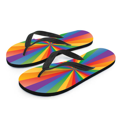 LGBT Pride Rainbow Rays Print Flip Flops