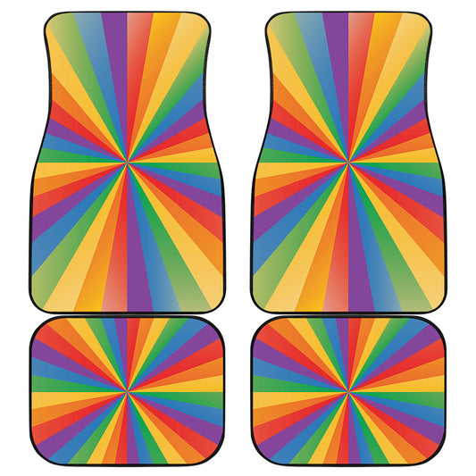 LGBT Pride Rainbow Rays Print Front and Back Car Floor Mats