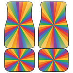 LGBT Pride Rainbow Rays Print Front and Back Car Floor Mats