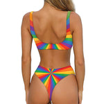 LGBT Pride Rainbow Rays Print Front Bow Tie Bikini