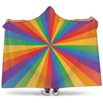 LGBT Pride Rainbow Rays Print Hooded Blanket