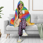 LGBT Pride Rainbow Rays Print Hooded Blanket