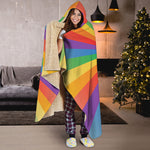 LGBT Pride Rainbow Rays Print Hooded Blanket