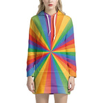 LGBT Pride Rainbow Rays Print Hoodie Dress