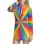 LGBT Pride Rainbow Rays Print Hoodie Dress